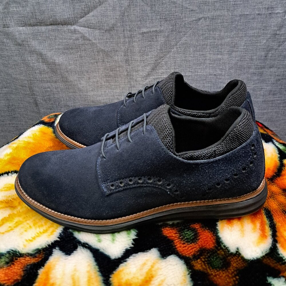 %Size 9 MARTIN DINGMAN Blue Suede Shoes Oxfords Men / D3